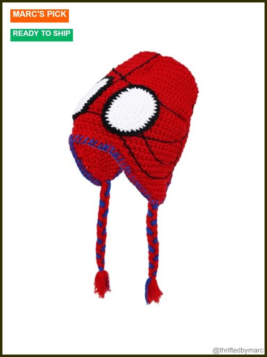 Hand-Woven Crochet Beanie with Braided Tassels, Acrylic Knit Cap